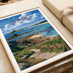St Mary's Isles of Scilly Coast Path Travel Poster — framed art print closeup gift unwrapped natural frame