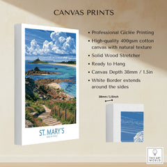 St Mary's Isles of Scilly Headland Wall Art — canvas print stretched cotton canvas details
