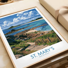 St Mary's Isles of Scilly Headland Wall Art — framed art print closeup gift unwrapped natural frame