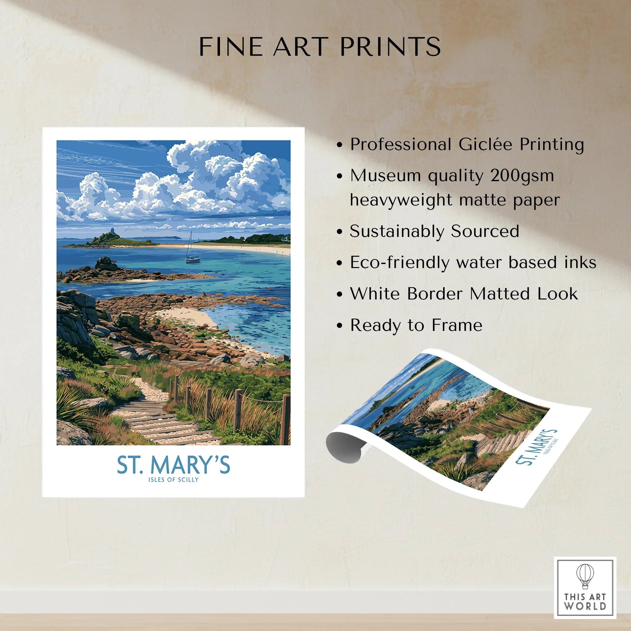St Mary's Isles of Scilly Headland Wall Art — fine art print unframed quality details