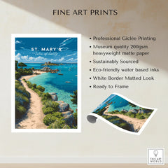 St Mary's Isles of Scilly Bay Travel Poster — fine art print unframed quality details