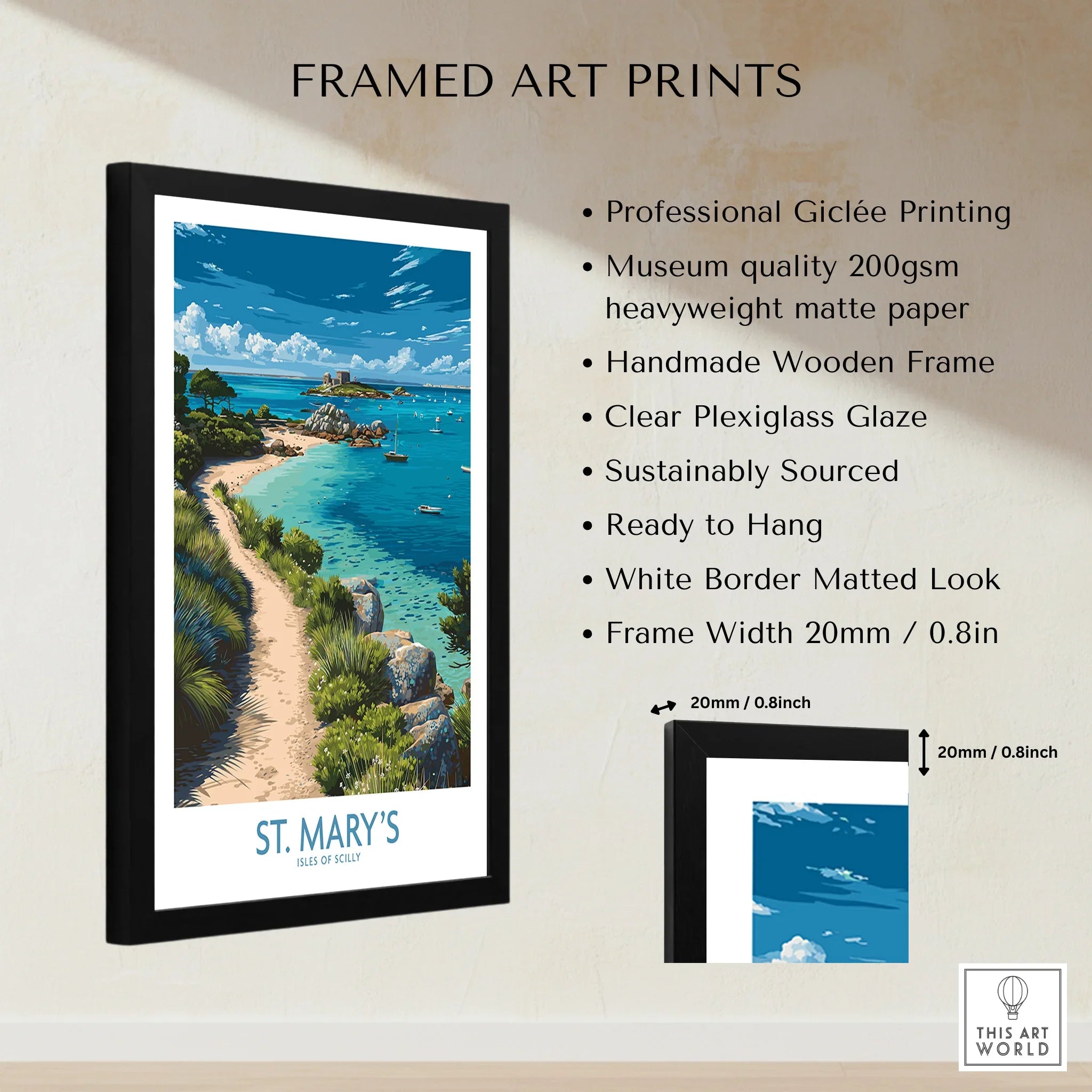 St Mary's Isles of Scilly Cove Wall Art — framed print details measurements quality details