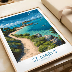 St Mary's Isles of Scilly Cove Wall Art — framed art print closeup gift unwrapped natural frame