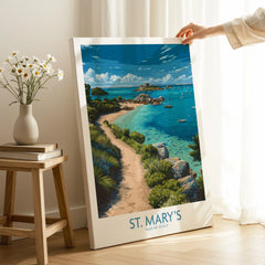 St Mary's Isles of Scilly Cove Wall Art — canvas print mirror edge hand holding room setting
