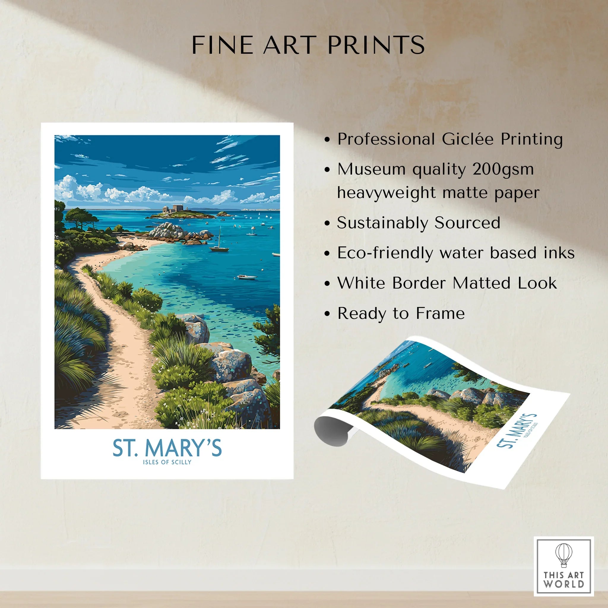St Mary's Isles of Scilly Cove Wall Art — fine art print unframed quality details