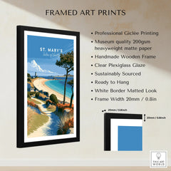 St Mary's Isles of Scilly Beach Travel Poster — framed print details measurements quality details