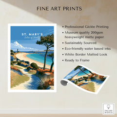 St Mary's Isles of Scilly Beach Travel Poster — fine art print unframed quality details