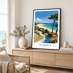St Mary's Isles of Scilly Lighthouse Wall Art — framed artwork living room lifestyle setting