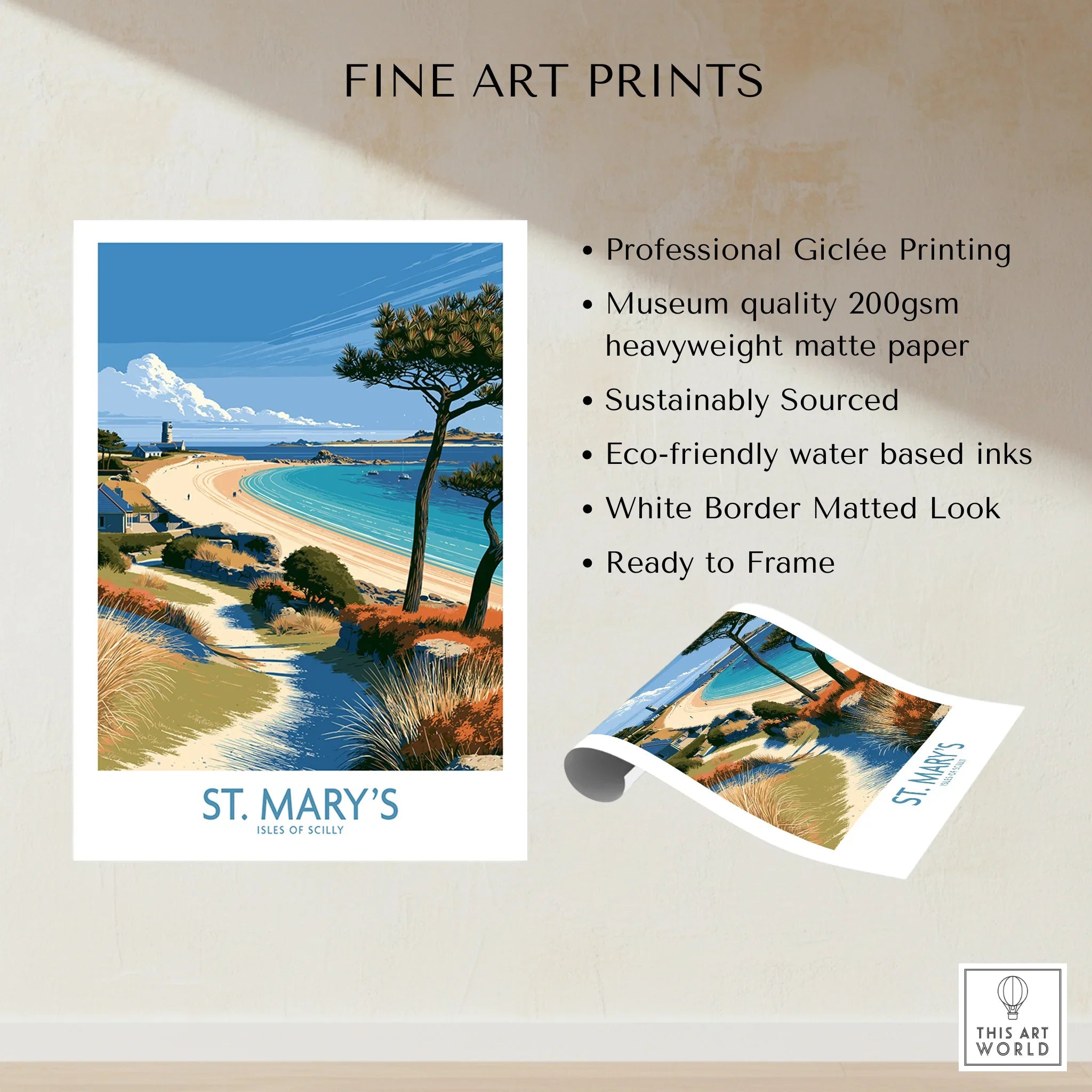 St Mary's Isles of Scilly Lighthouse Wall Art — fine art print unframed quality details