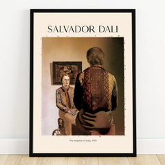 Framed Salvador Dali wall art print featuring The Angelus of Gala, surreal interior scene