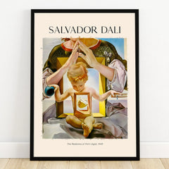 Framed Salvador Dali art print of The Madonna of Port Lligat, surrealist wall decor.