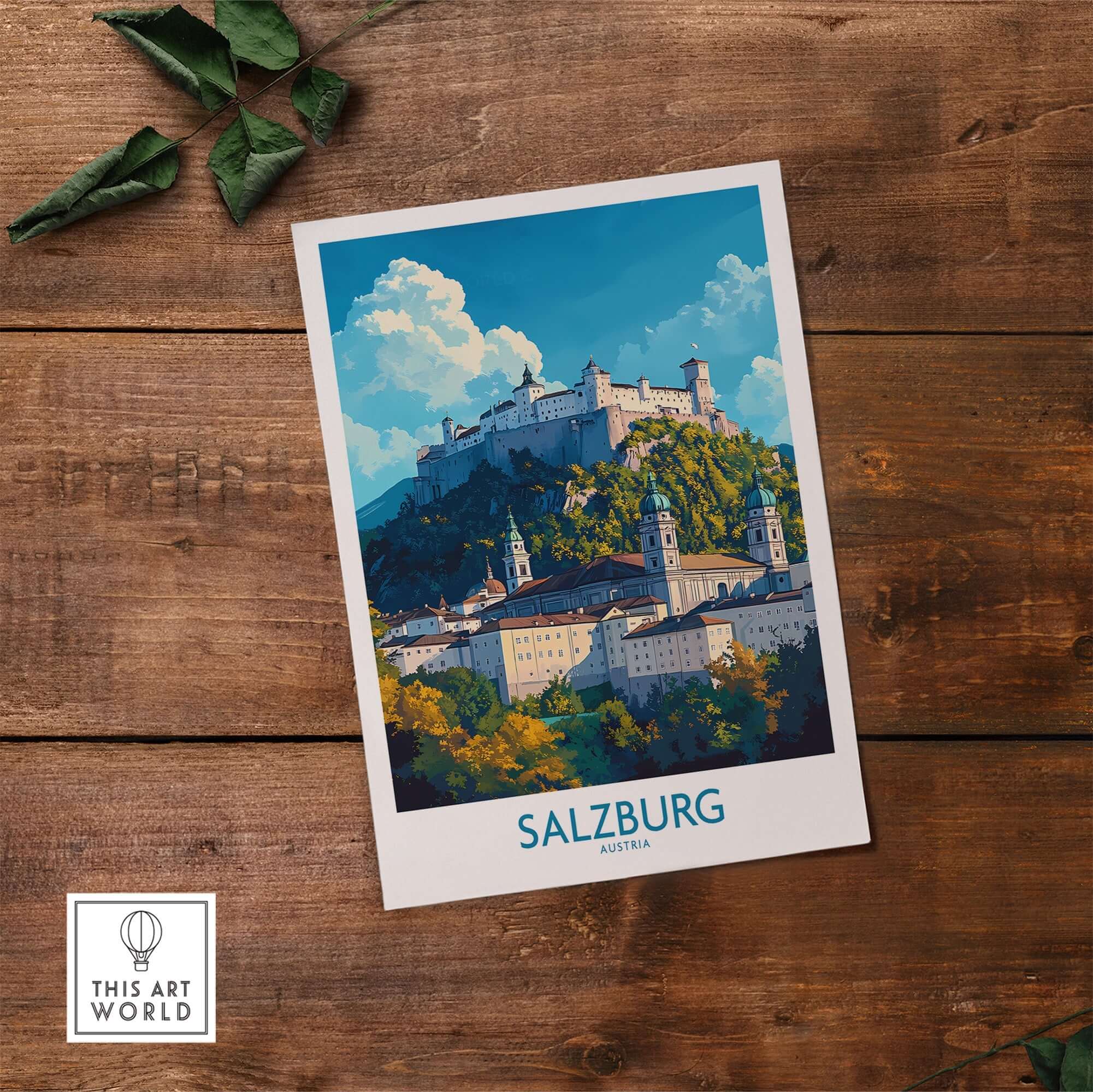 Salzburg Wall Art Poster featuring a scenic view of Salzburg, Austria with vibrant colors and intricate details.