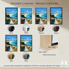 Samson Isles of Scilly Sandbar Travel Poster — framed canvas float frame colour options