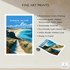 Samson Isles of Scilly Sandbar Travel Poster — fine art print unframed quality details