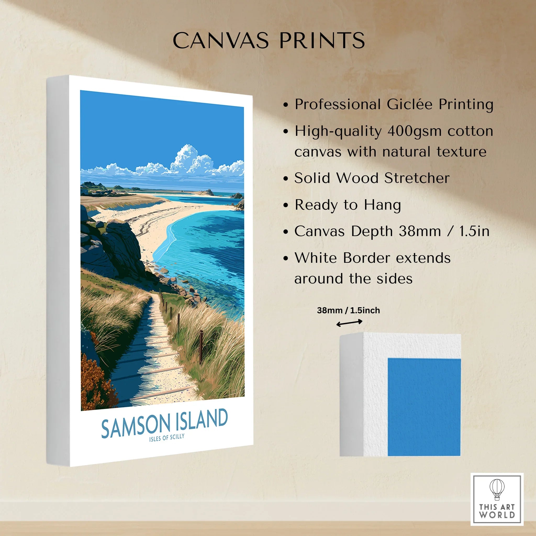 Samson Isles of Scilly Beach Wall Art — canvas print stretched cotton canvas details