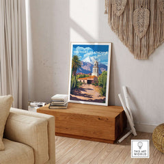 San Pedro de Atacama Chile Poster displayed in a stylish home setting with natural decor.