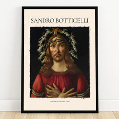 Framed Sandro Botticelli art print of 'The Man of Sorrows' portrait wall decor