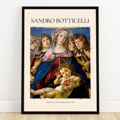 Framed Sandro Botticelli art print of Madonna of the Pomegranate with angels, wall decor