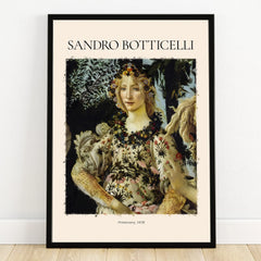 Framed Sandro Botticelli Primavera 1478 art print, floral portrait wall decor
