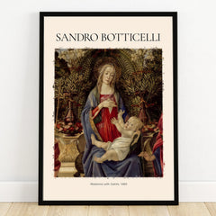 Framed Sandro Botticelli poster featuring Madonna with child, classic art wall decor