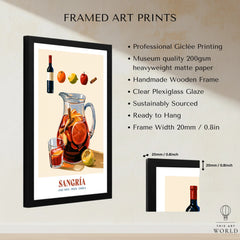 Spanish Sangria Cocktail Poster - framed print details measurements quality details