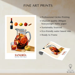 Spanish Sangria Cocktail Poster - fine art print unframed quality details