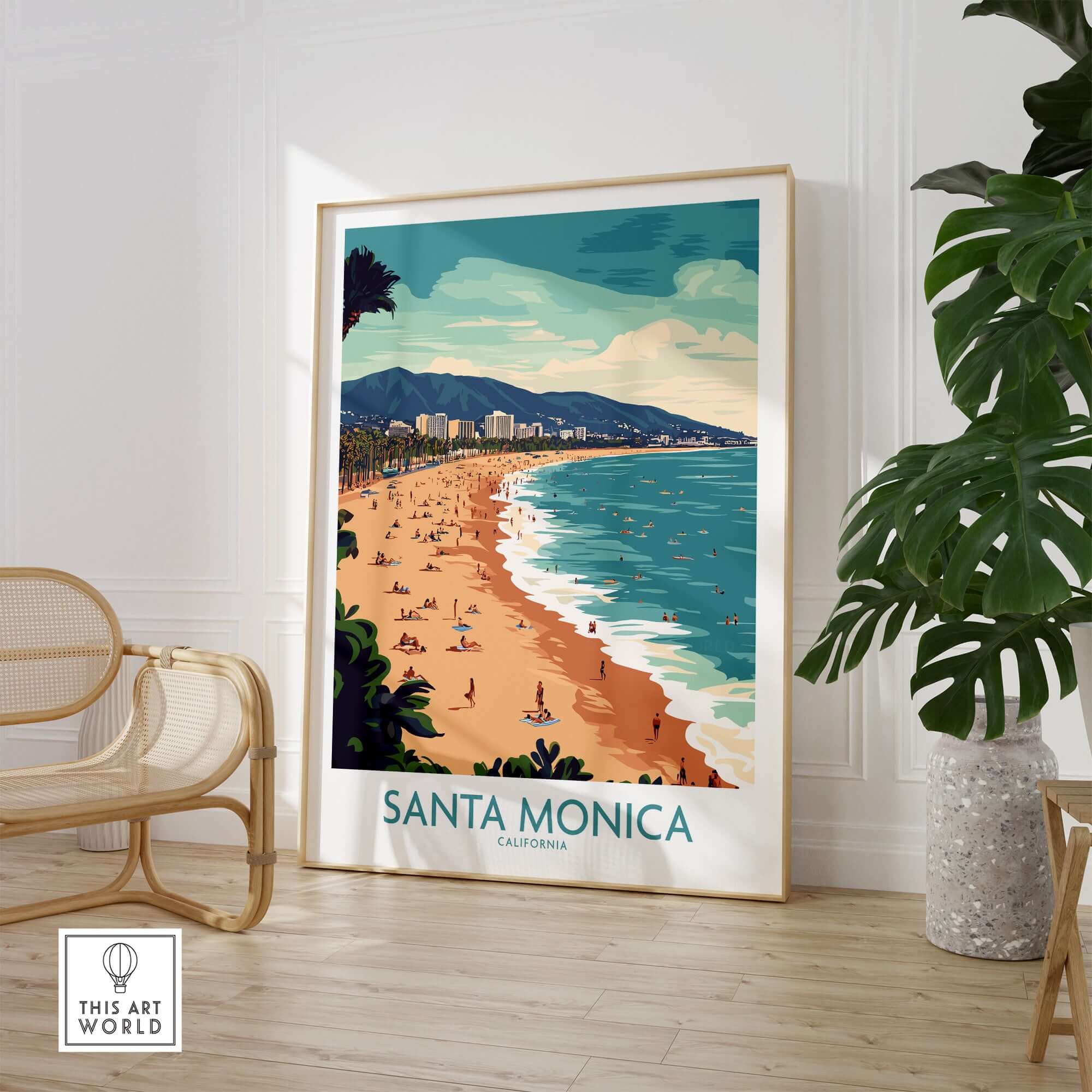 Santa Monica Pier Print – Capture Coastal Memories in a stylish interior setting.