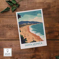 Santa Monica Pier Print – Capture Coastal Memories illustration featuring a beach scene in California.
