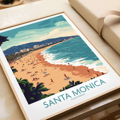 Santa Monica Pier Print – Capture Coastal Memories showcasing a vibrant beach scene in California.