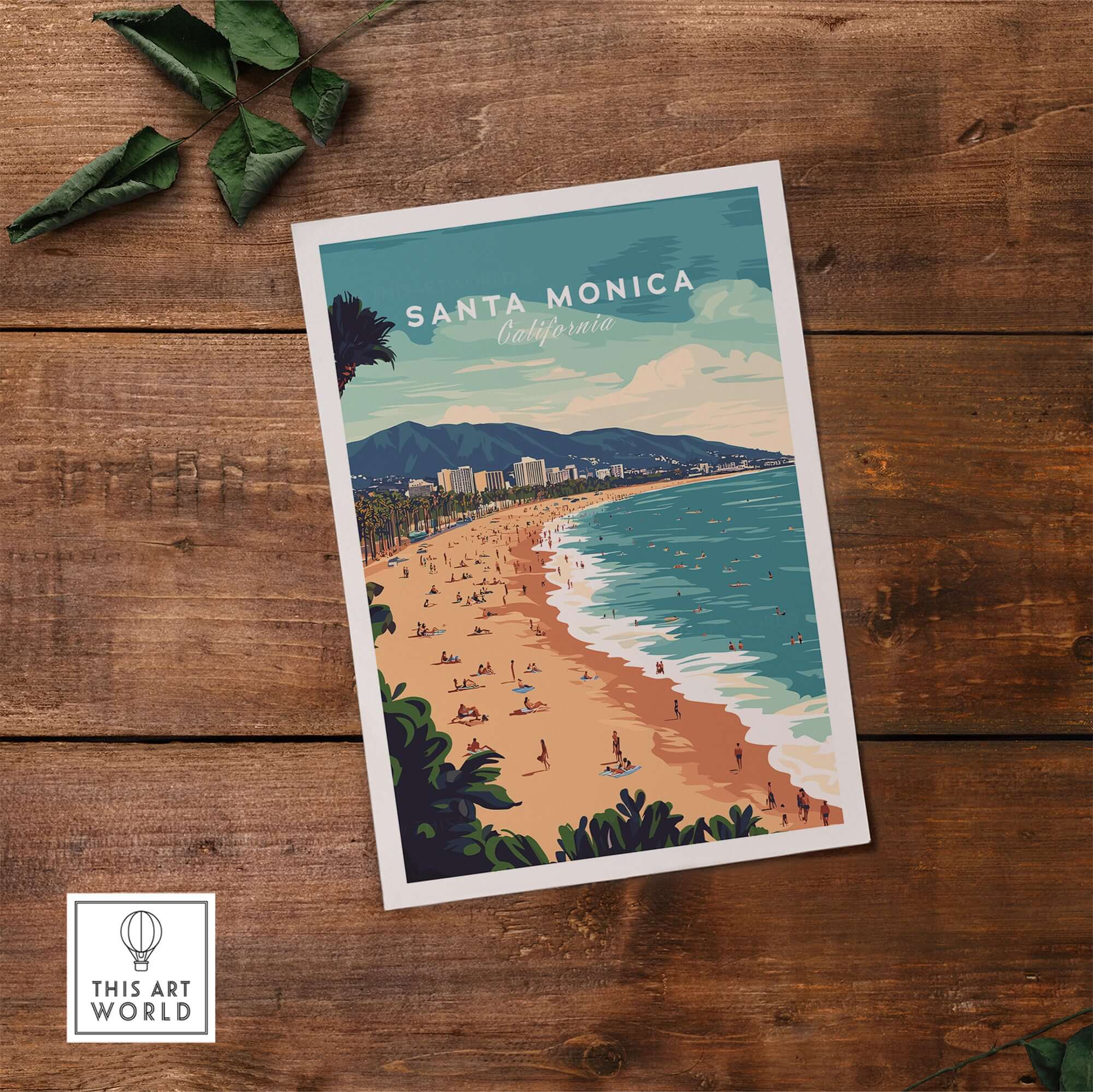 Santa Monica Wall Art Print – Sun, Sea, and Serenity featuring the California coast and beautiful sandy beaches.