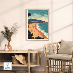Santa Monica Wall Art Print – Sun, Sea, and Serenity displayed in a bright, modern living space.