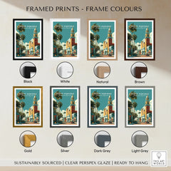 Santo Domingo travel poster in 8 frame colors: black, white, natural, brown, gold, silver, dark grey, light grey