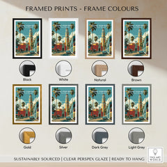 Santo Domingo travel poster in eight frame colors: black, white, natural, brown, gold, silver, dark grey, light grey