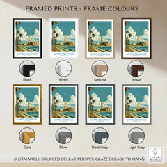 Santo Domingo travel poster in eight frame colors: black, white, natural, brown, gold, silver, dark grey, light grey