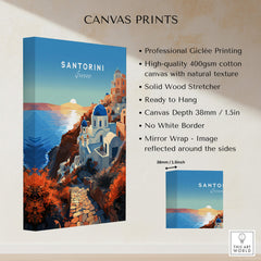 Santorini Print showcasing a vibrant sunset over Greece, perfect for home decoration and Mediterranean charm.
