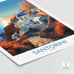 Santorini Wall Art featuring vibrant colors and beautiful scenery of Greece, ideal for transforming home decor.