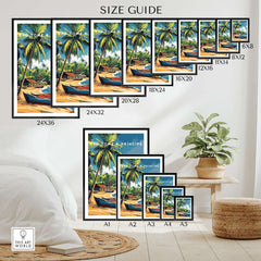 São Tomé and Príncipe Poster - Tropical Bliss Art size guide showcasing various frame options.