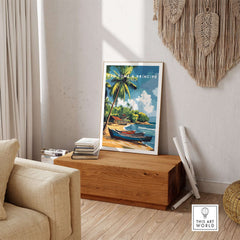 São Tomé and Príncipe Poster - Tropical Bliss Art displayed in a stylish living room setting.