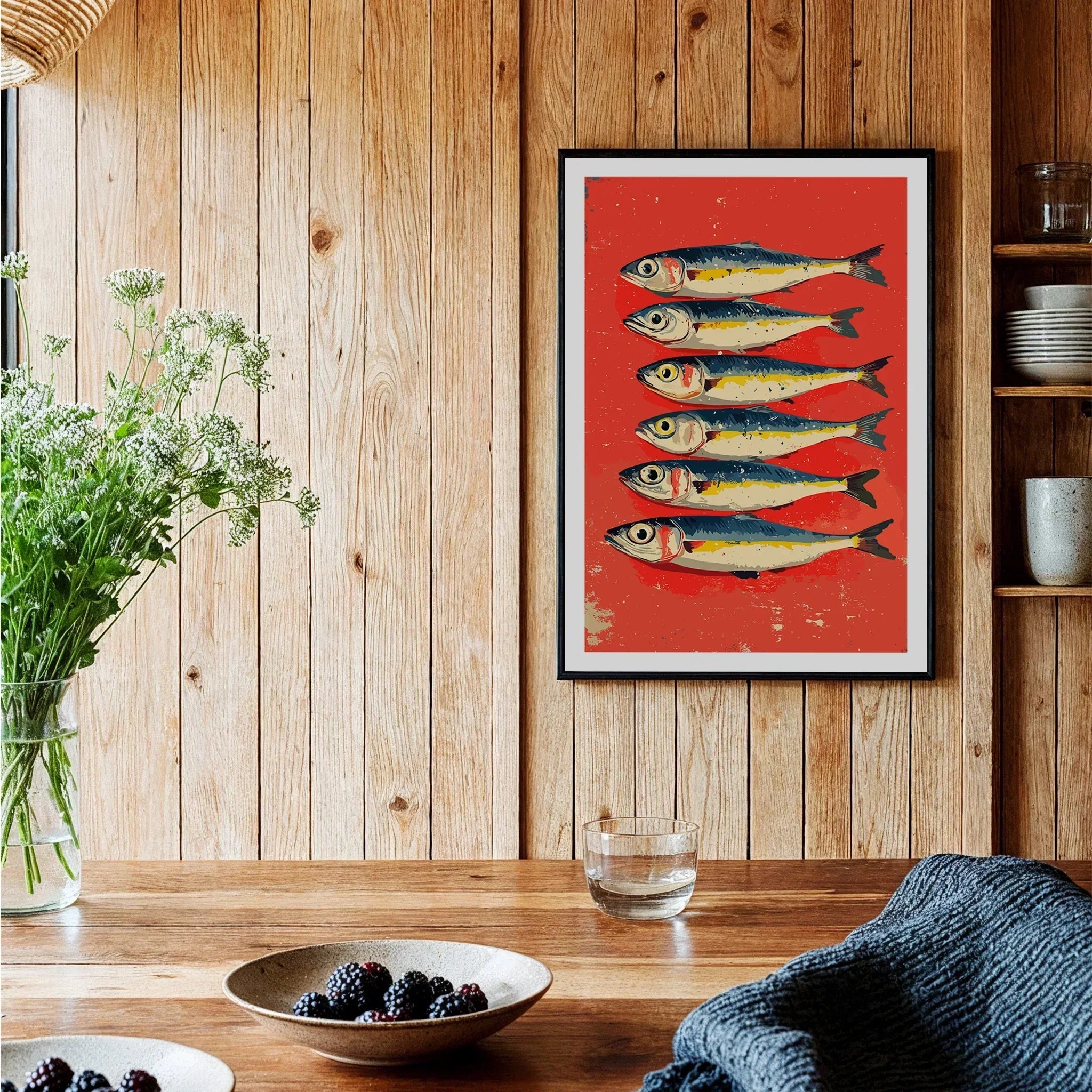 Sardines Poster Print - Seafood Art for Modern Kitchens – This Art
