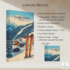 Sauze d'Oulx Ski Print showcasing professional Giclée printing and stunning mountain scenery.