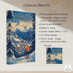 Sauze d'Oulx Ski Wall Art showcasing a stunning winter landscape with skier, perfect for home decor.