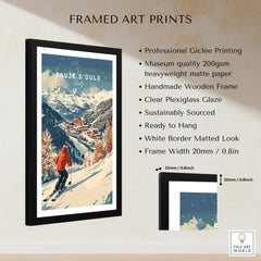 Ski Print Sauze d'Oulx Italy framed art print showcasing powder slopes and charming town.
