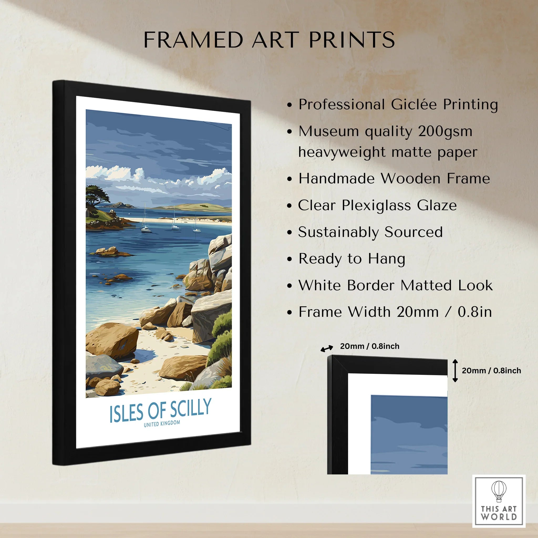 Isles of Scilly Yachts Wall Art — framed print details measurements quality details