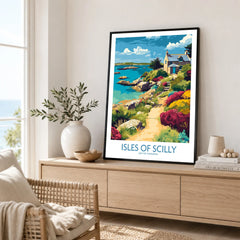 Isles of Scilly Coast Garden Wall Art — framed artwork living room lifestyle setting