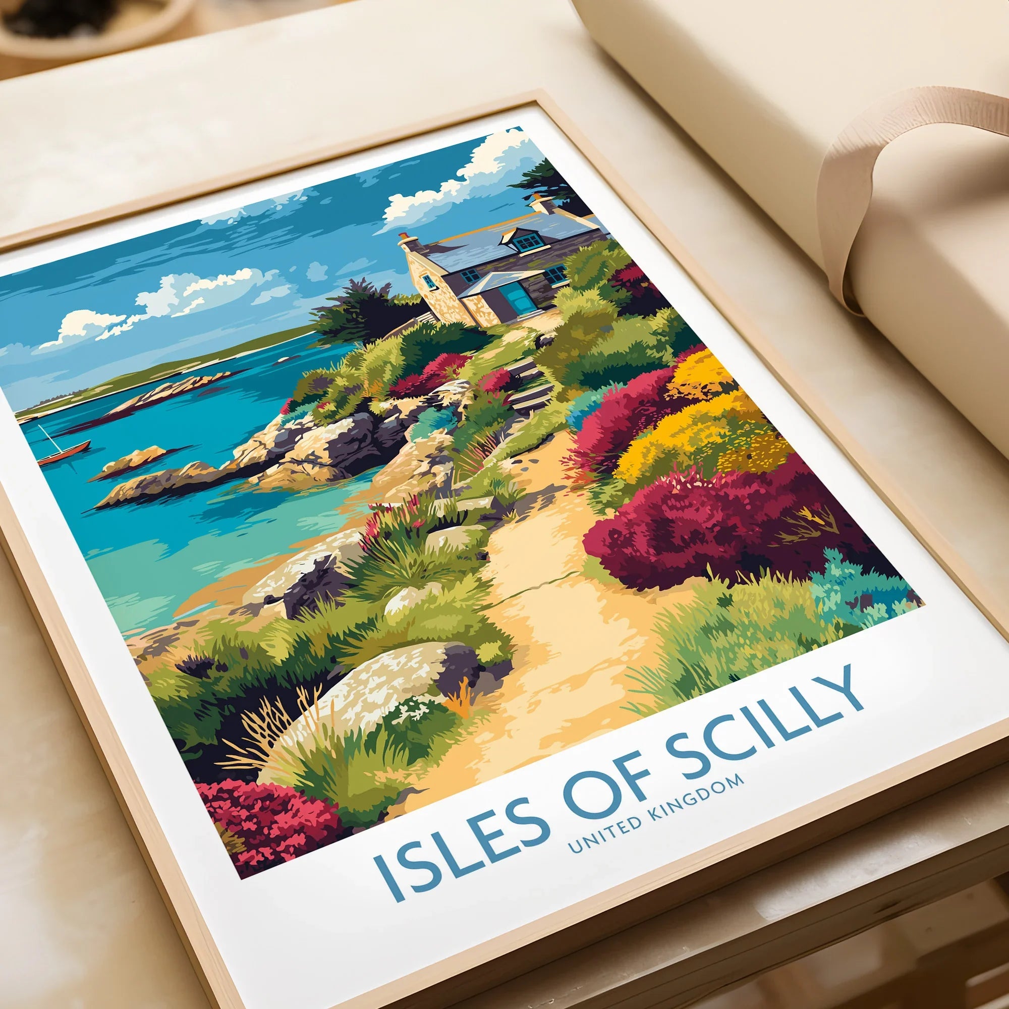 Isles of Scilly Coast Garden Wall Art — framed art print closeup gift unwrapped natural frame