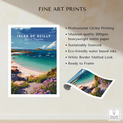 Isles of Scilly Beach Travel Poster — fine art print unframed quality details