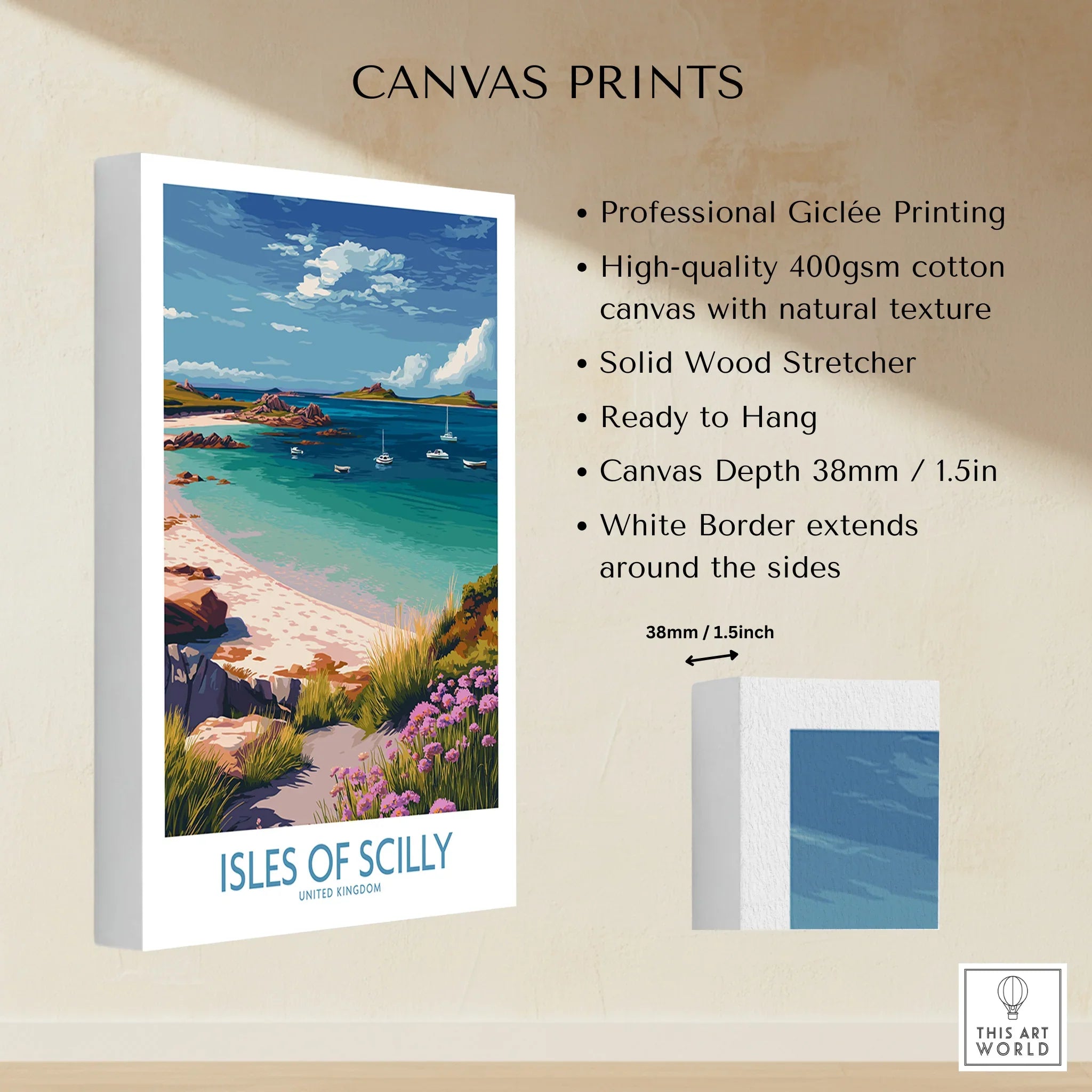 Isles of Scilly Bay Wall Art — canvas print stretched cotton canvas details