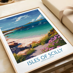 Isles of Scilly Bay Wall Art — framed art print closeup gift unwrapped natural frame