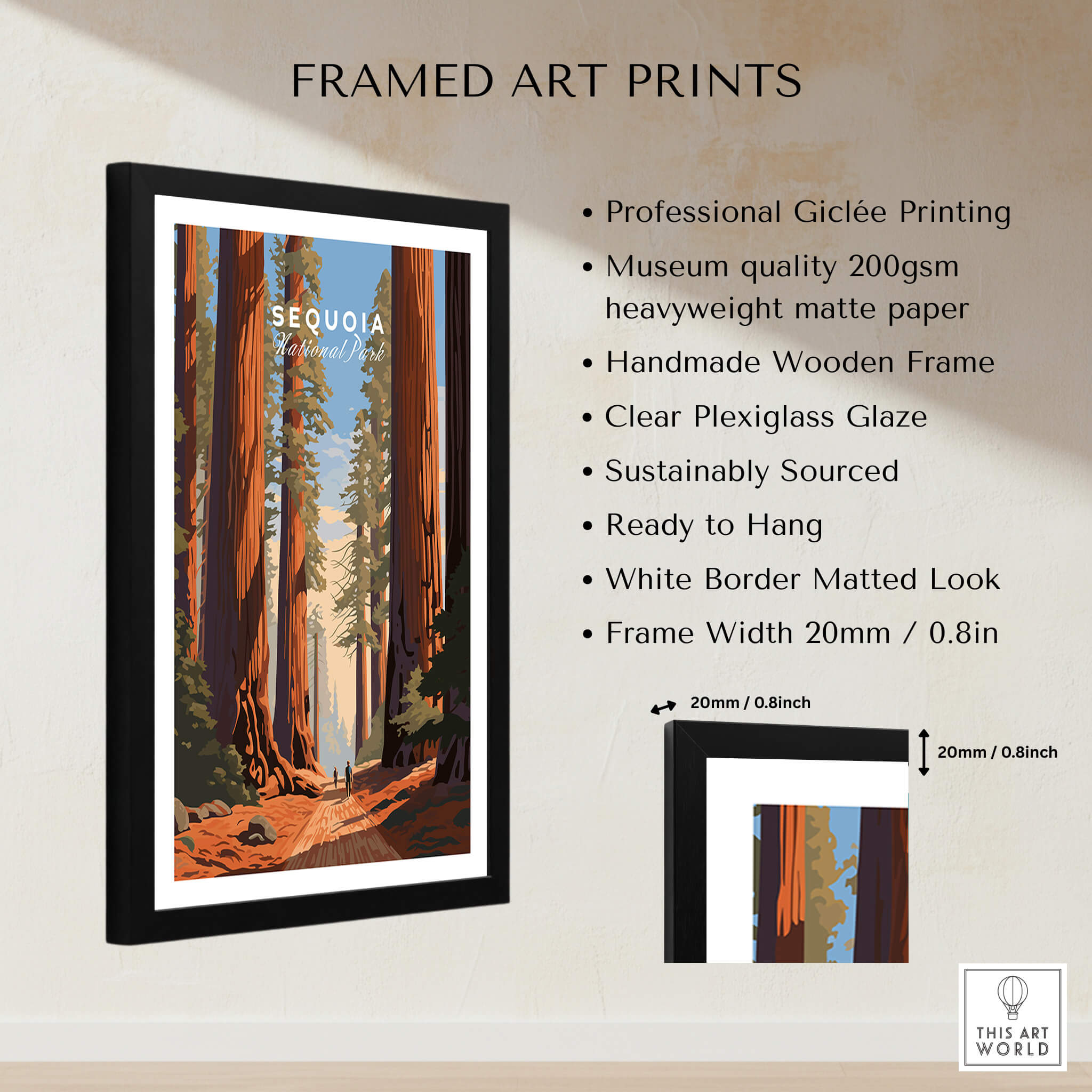 Sequoia Poster | National Park framed art print featuring vibrant colors and natural scenery.