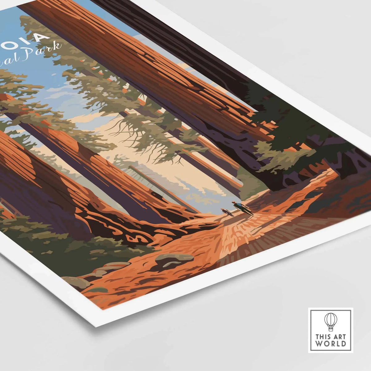 Sequoia Poster | National Park showcasing majestic redwoods and serene hiking trail in beautiful California landscape.
